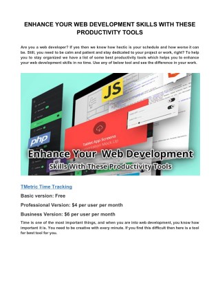 ENHANCE YOUR WEB DEVELOPMENT SKILLS WITH THESE PRODUCTIVITY TOOLS