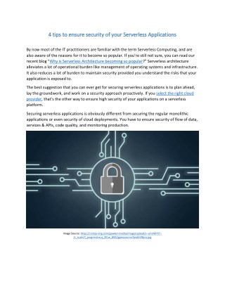 4 tips to ensure security of your Serverless Applications