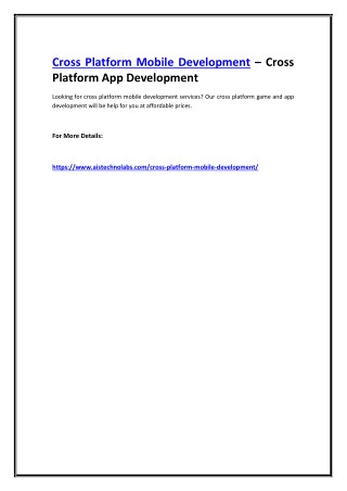 Cross Platform Mobile Development – Cross Platform App Development