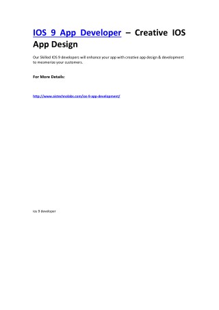 IOS 9 App Developer – Creative IOS App Design