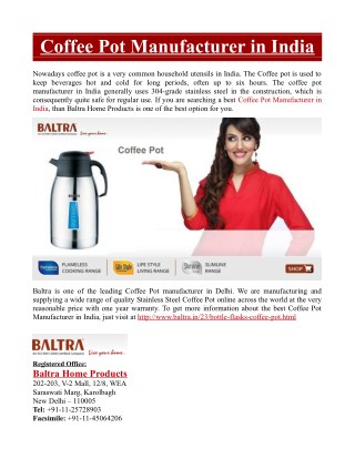 Coffee Pot Manufacturer in India