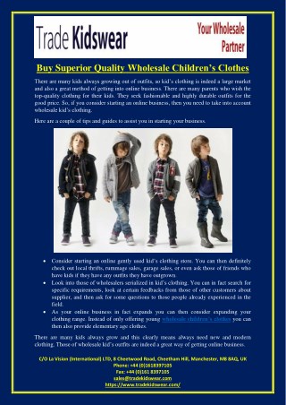 Buy Superior Quality Wholesale Children’s Clothes