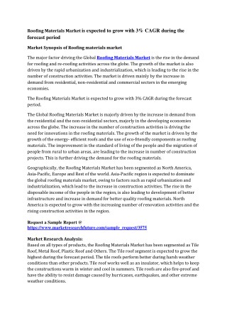 Roofing Materials Market 2017: Size, Competitors Strategy, Regional Analysis and Growth by Forecast to 2023