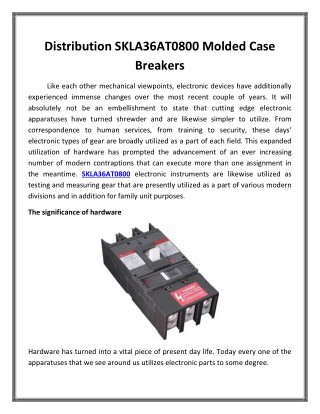 Distribution SKLA36AT0800 Molded Case Breakers