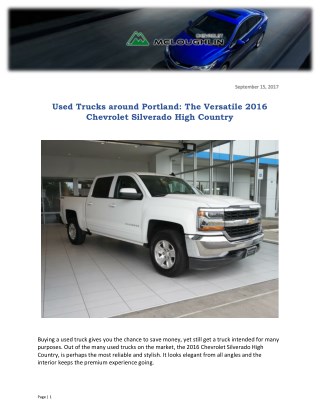 Used Trucks around Portland: The Versatile 2016 Chevrolet Silverado High Country