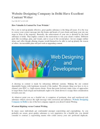 Website Designing Company in Delhi Have Excellent Content Writer