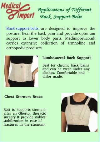 Applications of Different Back Support Belts