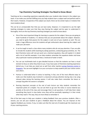 Top Chemistry Teaching Strategies You Need to Know About