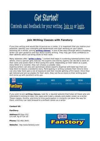Join Writing Classes with Fanstory