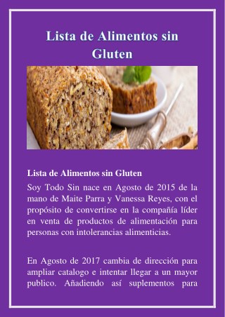 lista de alimentos sin gluten