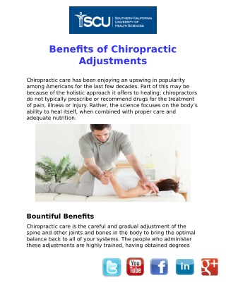 Benefits of Chiropractic Adjustments