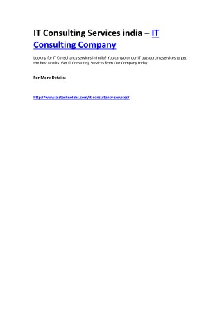 IT Consulting Services india – IT Consulting Company