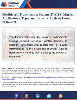 Flexible AC Transmission System (FACTS) Market Size, Industry Chain Analysis Report 2021