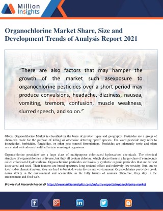 Organochlorine Market Technical Data and Manufacturing Plants Analysis 2021