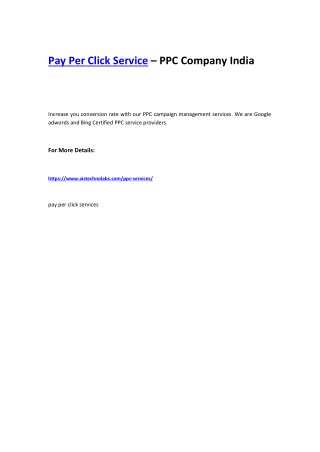 Pay Per Click Service – PPC Company India