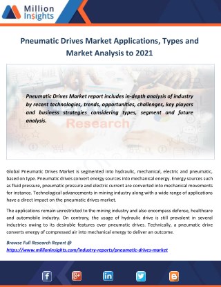 Pneumatic Drives Market Analysis of Sales, Revenue, Share and Growth Rate to 2021