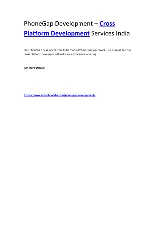 PhoneGap Development – Cross Platform Development Services India