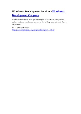 Wordpress Development Services - Wordpress Development Company