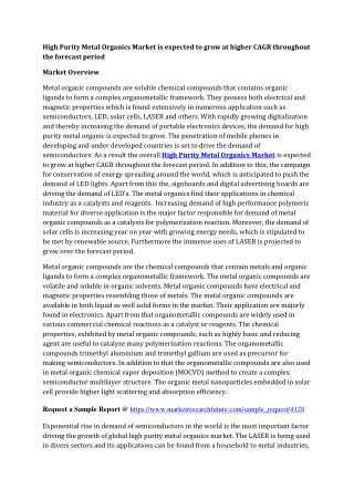 High Purity Metal Organics (HPMO) Market 2017: Size, Competitors Strategy, Regional Analysis and Growth by Forecast to 2