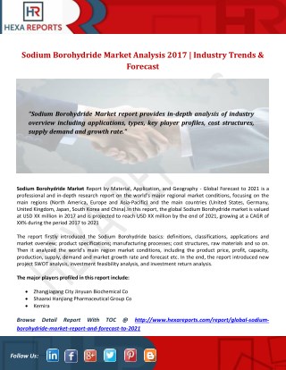 Sodium Borohydride Market Analysis 2017 | Industry Trends & Forecast