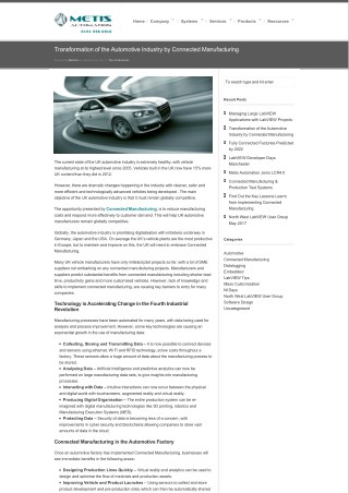 Transformation of the Automotive Industry by Connected Manufacturing