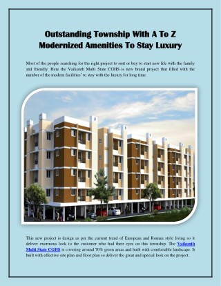 Outstanding Township With A To Z Modernized Amenities To Stay Luxury