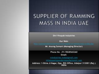 Supplier of Ramming mass in India UAE