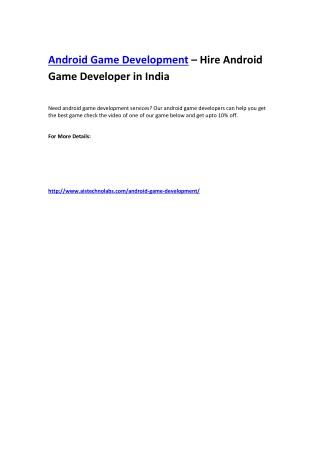 Android Game Development – Hire Android Game Developer in India