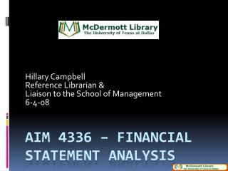 AIM 4336 – Financial Statement Analysis
