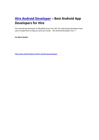 Hire Android Developer – Best Android App Developers for Hire