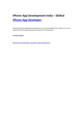 iPhone App Development India – Skilled iPhone App Developer