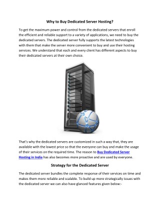 Buy Dedicated Server Hosting in India