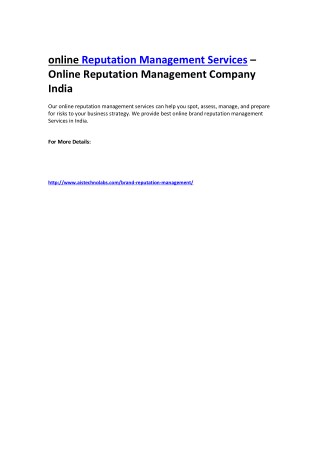 online Reputation Management Services – Online Reputation Management Company India