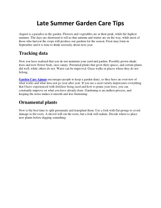 Late Summer Garden Care Tips