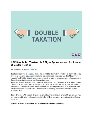 UAE Double Tax Treaties & Agreements to Avoid Double Taxation