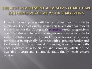 The Best Investment Advisor Sydney Can Be Found Right at Your Fingertips
