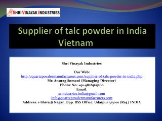 Supplier of talc powder in India Vietnam