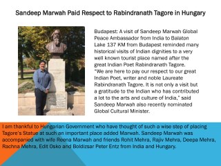 Sandeep Marwah Paid Respect to Rabindranath Tagore in Hungary