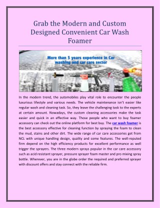 Grab the Modern and Custom Designed Convenient Car Wash Foamer