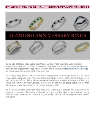 Why Should Prefer Diamond Rings As Anniversary Gift