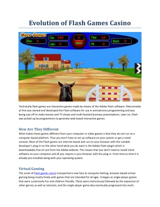 Evolution of Flash Games Casino