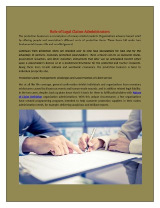 Role of Legal Claims Administrators