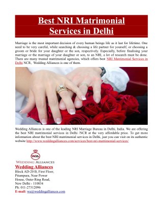 Best NRI Matrimonial Services in Delhi