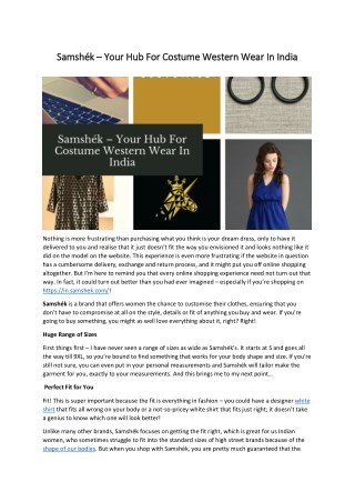 Samshék – Your Hub For Costumise Western Wear In India