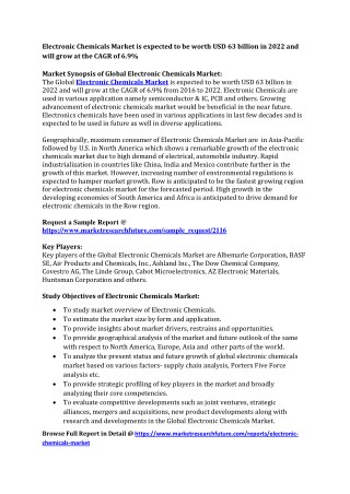 Electronic Chemicals Market 2017: Trends, Size, Share, Growth and Forecast 2022