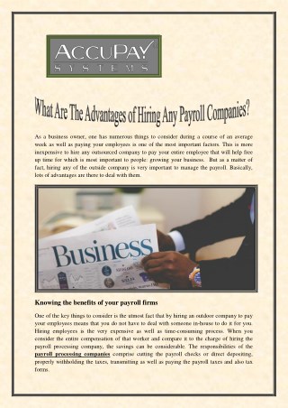 What Are The Advantages Of Hiring Any Payroll Company