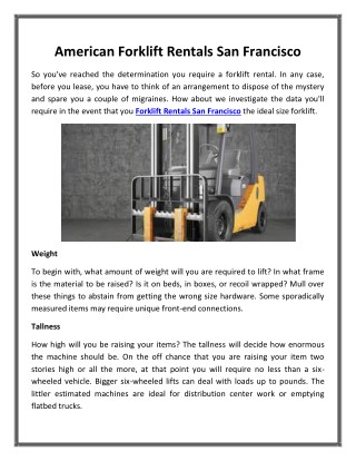 Forklift Rentals San Francisco | BigJoeLift