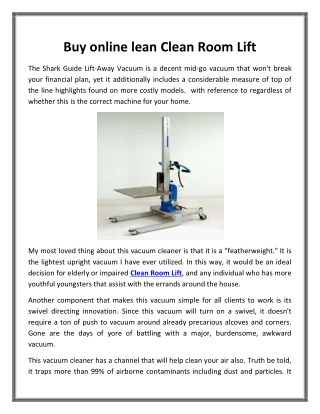 Buy online lean Clean Room Lift