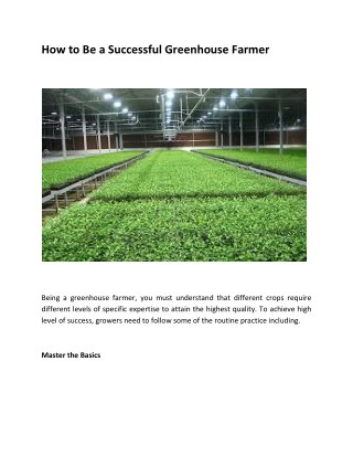 How to Be a Successful Greenhouse Farmer