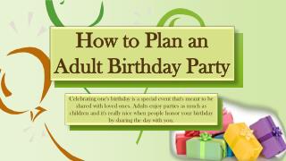 How to Plan an Adult Birthday Party